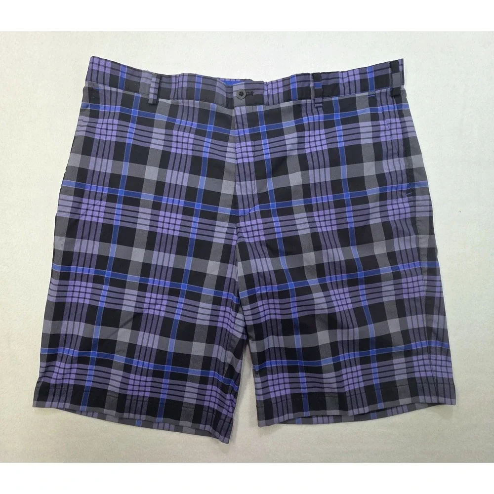 Nike Golf Shorts Mens 40 LIMITED USE‎ Plaid Flat Front Dri Fit Tour Performance